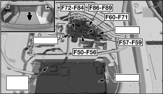 BMW 6-Series (E63 and E64) - fuse box diagram - in rear