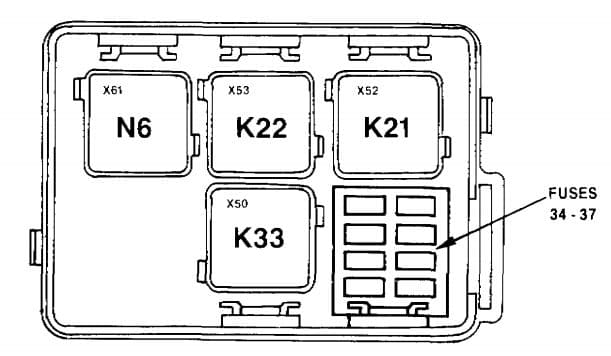 BMW e32 - fuse box - auxiliary relay box 1