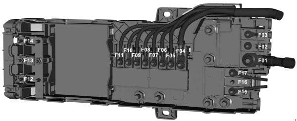 Ford Transit - fuse box diagram - prefuse box (2.0l diesel)