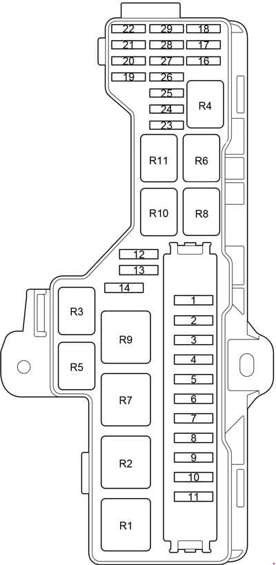 Toyota HiAce - fuse box diagram - passenger comaprtment additional box RHD