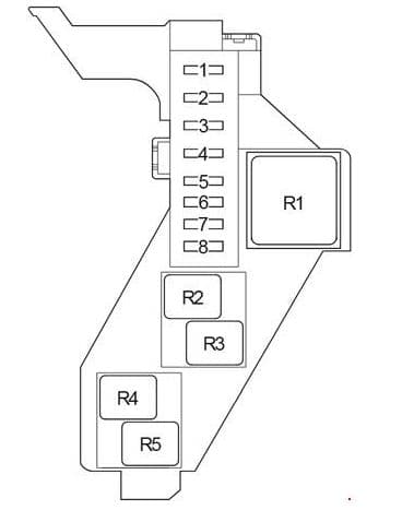 Toyota Hilux - fuse box diagram - passenger compartment (box 2)